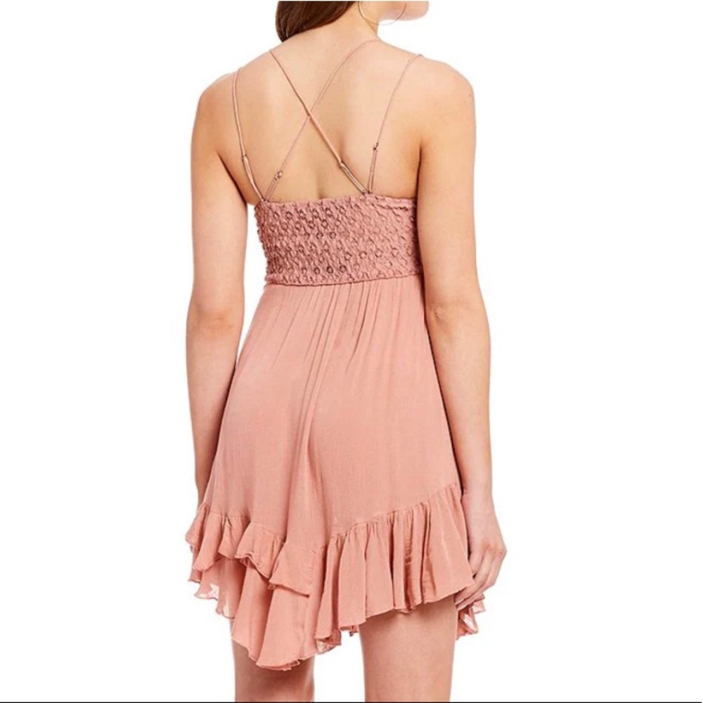 Free People Adella Slip Dress Mini Lace Ruffle Spaghetti Straps Sleeveless Flowy - Picture 6 of 11